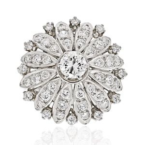 Platinum 3.54cttw Diamond Flower Motif Cocktail Ring